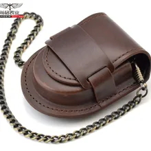 Винтажное мужское заднее коричневое Покрытие Классические карманные часы коробка держатель чехол для хранения портмоне сумка с цепочкой 37,5 см подарок