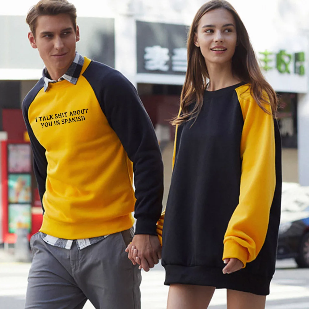 

2QIMU Letter Printed Pullover Couple Hoodies Women Cotton With No Hats Hoodie Female Long Sleeve Pullover Sweatshirts Hoodies