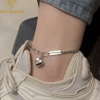 Anklet Bracelet Thai Silver LOVE Heart Pendant