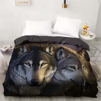 

3D Custom Duvet Cover Quilt Comforter Blanket Case Covers Bedding Bag 210x210cm Starry Sky Wolf Design Black Home Textile