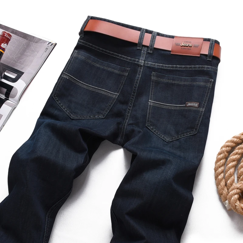 Xuansheng straight men's jeans Brand new autumn stretch cotton soft classic fashion casual streetwear Washed Wide leg jeans