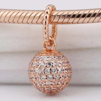 

Original Rose Gold Pave Ball With Crystal Pendant Bead Fit 925 Sterling Silver Bead Charm Bracelet Diy Jewelry
