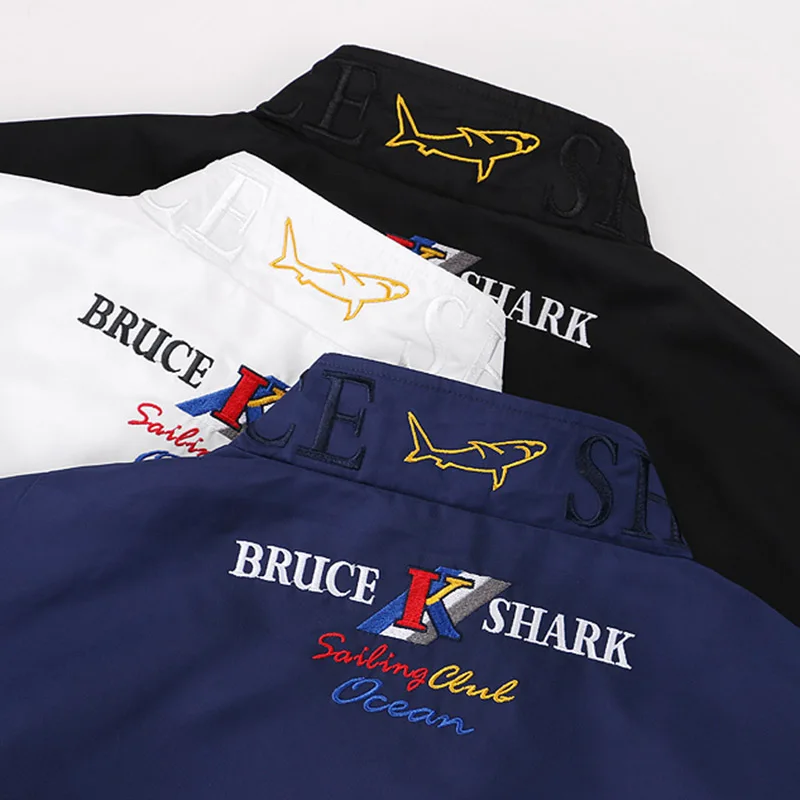 Мужская бейсбольная куртка Брюс и Акула повседневная M 4XL весна осень зима|Куртки|