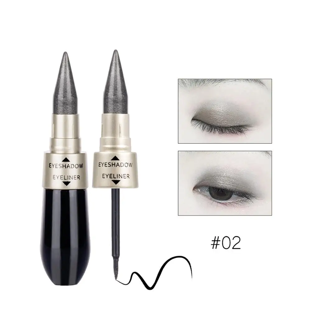 HengFang Double-end Waterproof 6 Colors Eye Shadow Liner Combination Black Eyeliner Easy to Wear 7.5+1.5g - Цвет: 02
