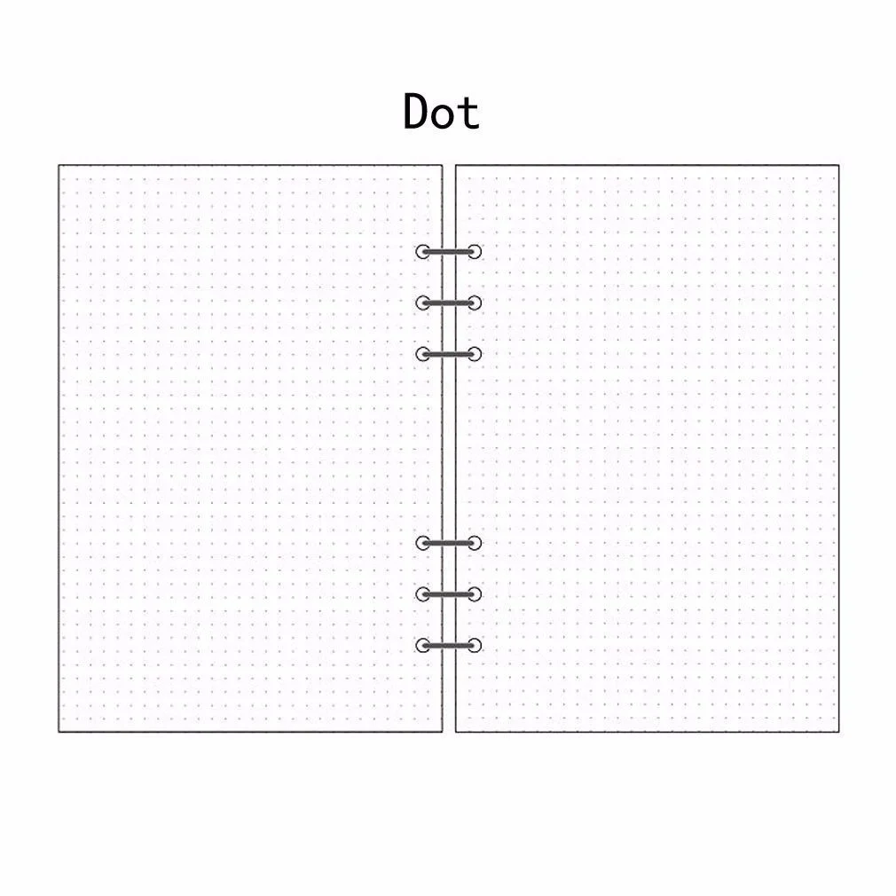 Dot A5/A6/A7 планировщик, дневник, вставка, запасной лист, расписание, органайзер, план, 45 листов, бумага для заметок, 6 отверстий, спираль, связывающая точка, сетка - Цвет: Dot