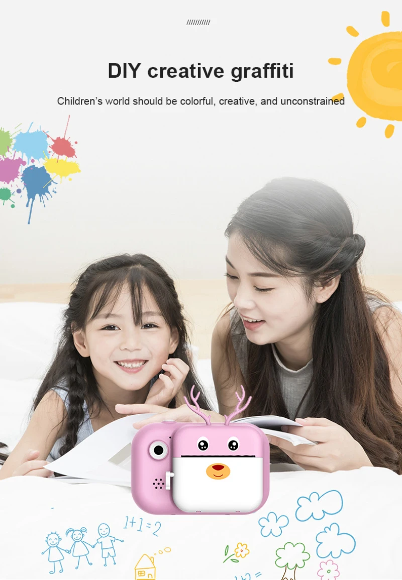 Kids Film HD 1080P Instant Print Digital Camera Video Photo Paper Xmas Gifts Christmas birthday Gifts USB Rechargeable Selfie