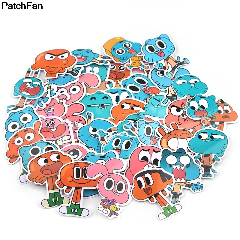 12 компл. Patchfan 39 шт. удивительный мир Gumball художественный принт Декор стены ноутбук телефон багаж ноутбук Скрапбукинг Стикеры A2631