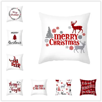 

45x45cm Bells Santa Claus Elk Christmas Pillowcase 2020 Christmas Decor for Home Merry Christmas Ornament Navidad Xmas Gifts
