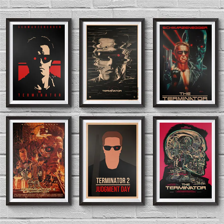 

The Terminator Movie Poster Print Drawing Vintage Wall Art Sticker Picture Retro Painting Pub Cafe Bar Decoration 42x30cm