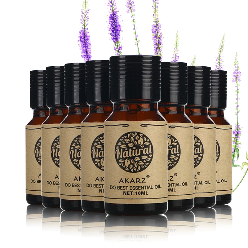 

AKARZ Value Sets Lotus Chamomile Clove Patchouli Peppermint Citronella Lavender Rose Essential Oils 10ml*8