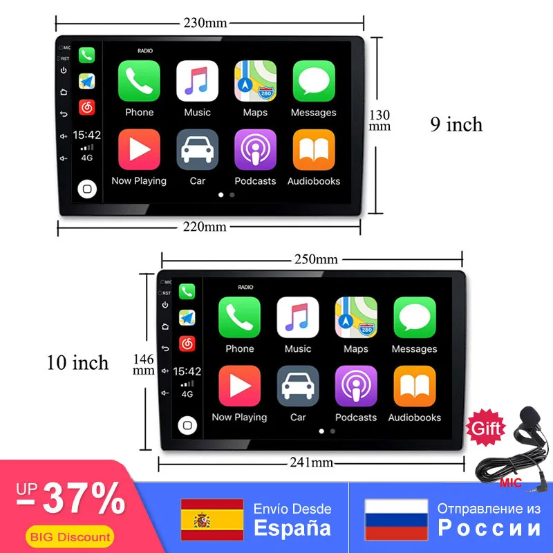Универсальный Автомобильный мультимедийный радиоприемник 2DIN 10/ 9 дюймов Android 8 1