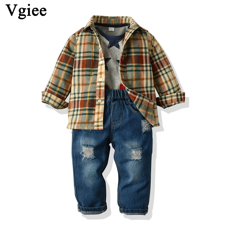 

Vgiee Kids Clothes Boys Set for Birthday Party and Wedding Outfits Plaid Full Cotton Coat Fall Winter Baby Boy Clothing CC731