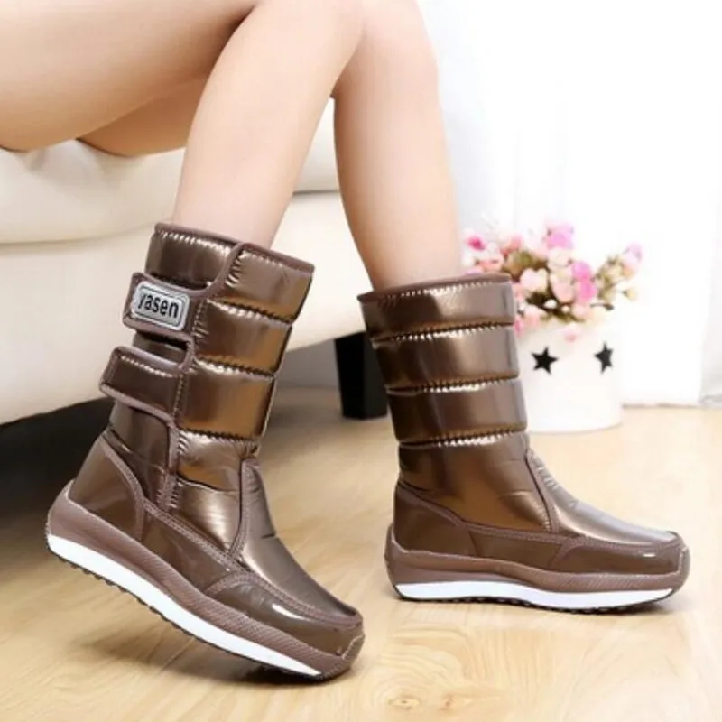 2 NEW Boots Women Snow Boots Winter Thicken Fur Plush Waterproof Non-Slip Rubber Warm Platform Hook Loop Mid-Calf Boots Women W509 - Цвет: 2