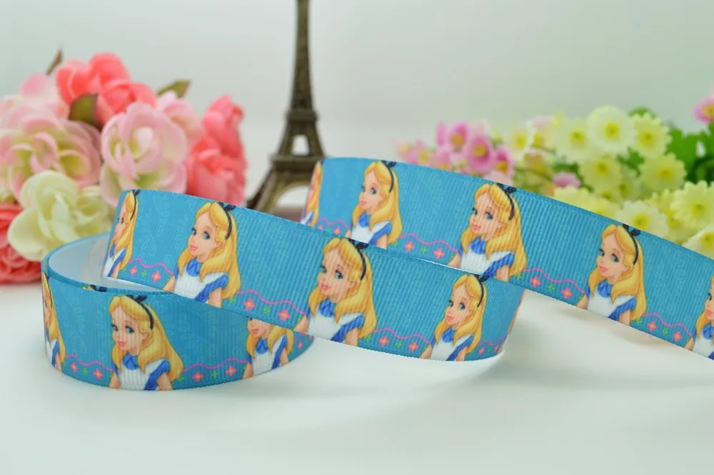 7/" 22 мм Alice in Wonderland напечатанная корсажная лента hai rbow ручная работа OEM 50YD