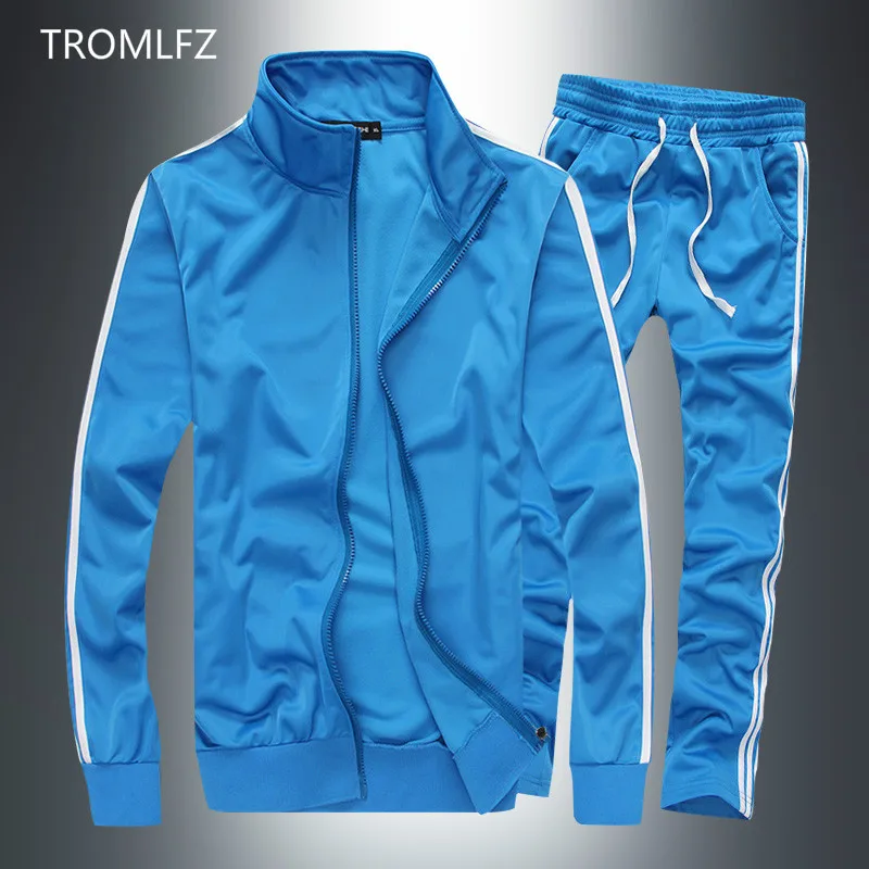 

2020 New Striped Tracksuit Men's Solid Sets Casual Sports Suit Spring Autumn Men Sportswear Zipper Hoodie+Pants Training Suit