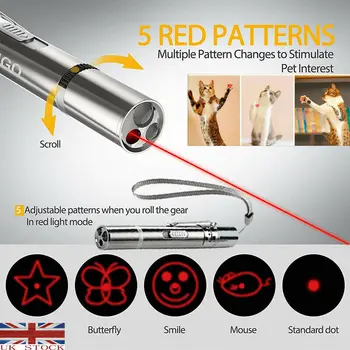 

NEW 3 in 1 USB Rechargeable Laser Pointer Pen Red UV Flashlight Cat Pet Toy Funny Laser Pet Cat Toy 5MW Red Dot Laser Light Toy