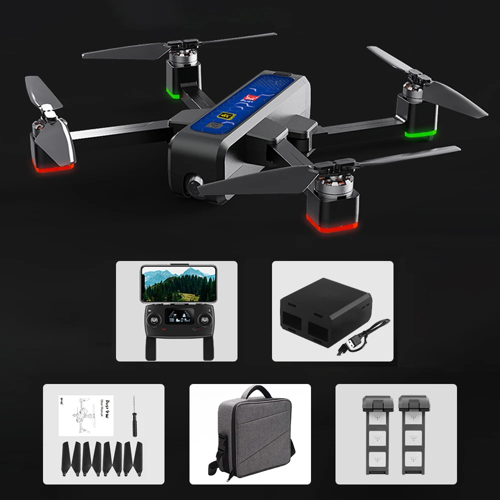 Blue 2battery bag MJX Bugs 4W B4W Дрон с камерой 4K 5G wifi FPV gps 20 минут время полета оптического потока позиционирования RC Квадрокоптер Дрон игрушка VS MJX B5W - Цвет: Blue 2battery bag