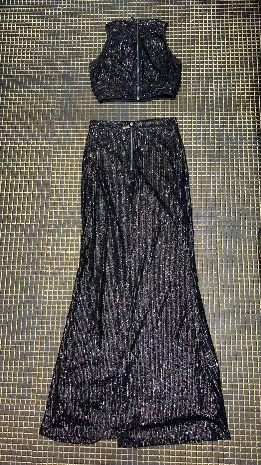 Новинка, женское черное платье из двух частей, Vestidos, без рукавов, для знаменитостей, для вечеринки, бодикон, бандажные платья