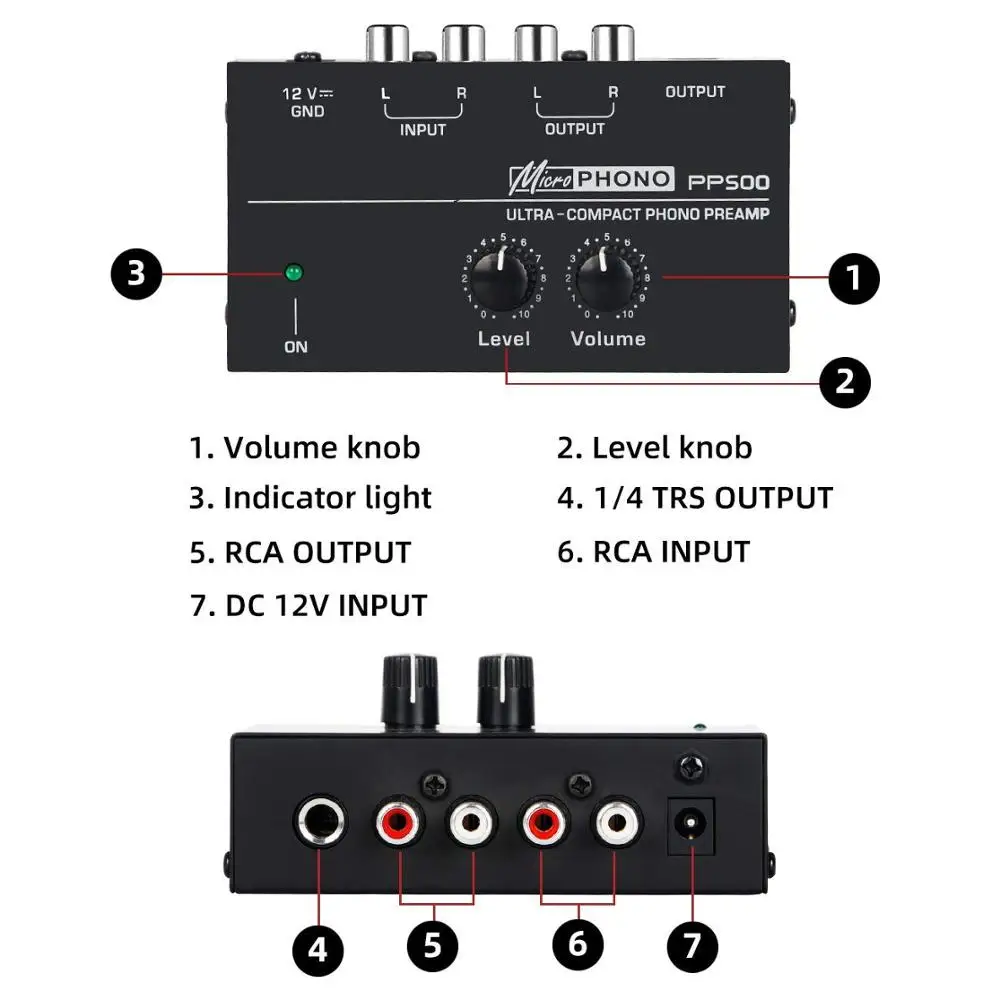 Предварительный усилитель PP500 Phono с регулятором громкости RCA вход и выход 1/4 &quotTRS