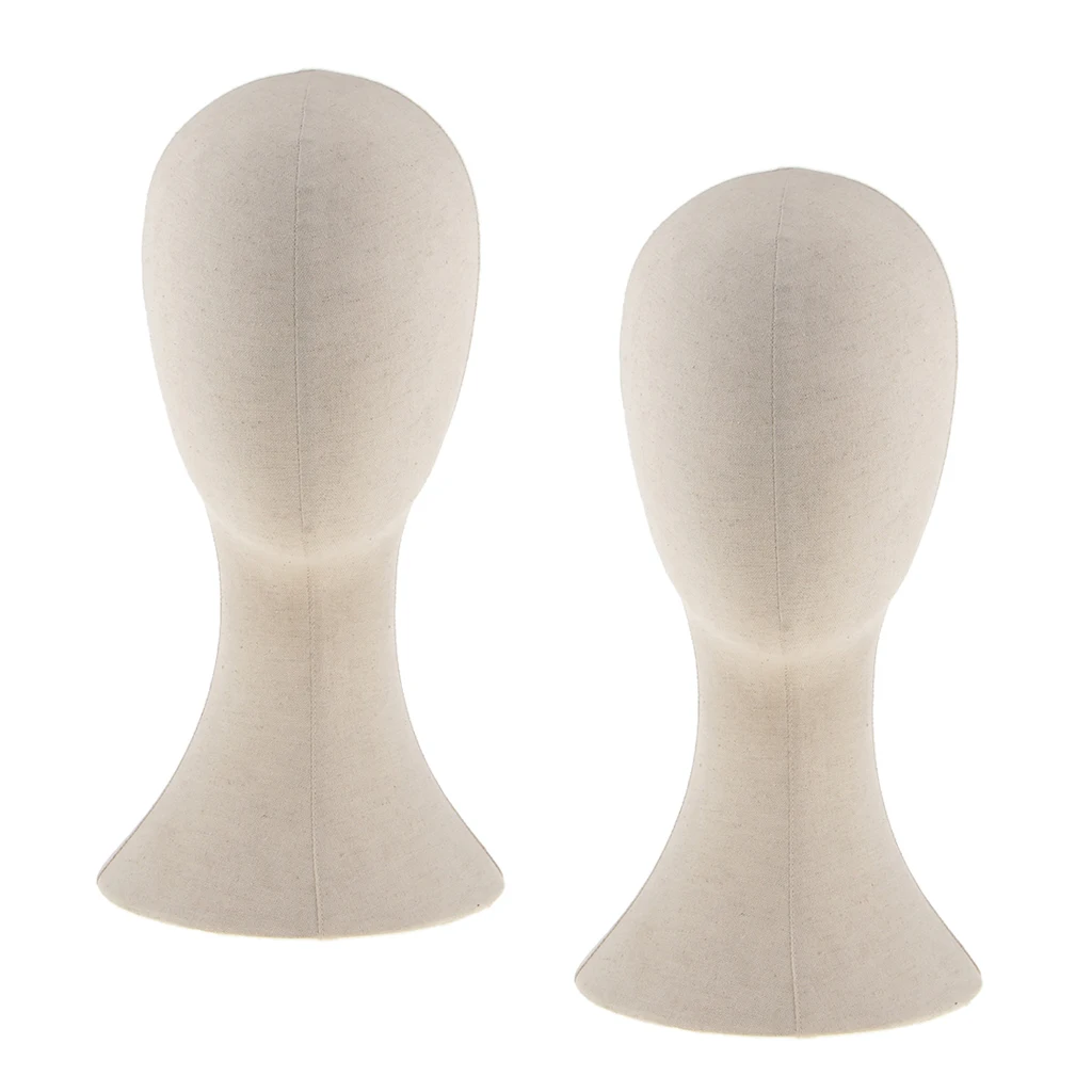2PCS 22inches Cork Canvas Block Head Mannequin Head Wig Display Styling Head with Mount Hole