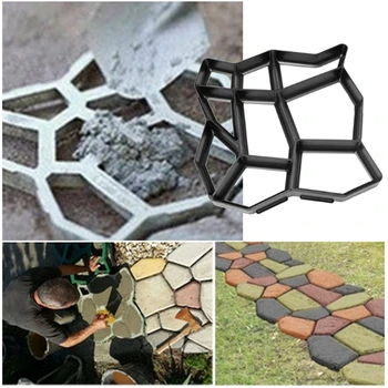 

Stone Paving Mold Concrete Stepping Walkway Paver 9 Grids DIY Driveway Garden 67JB
