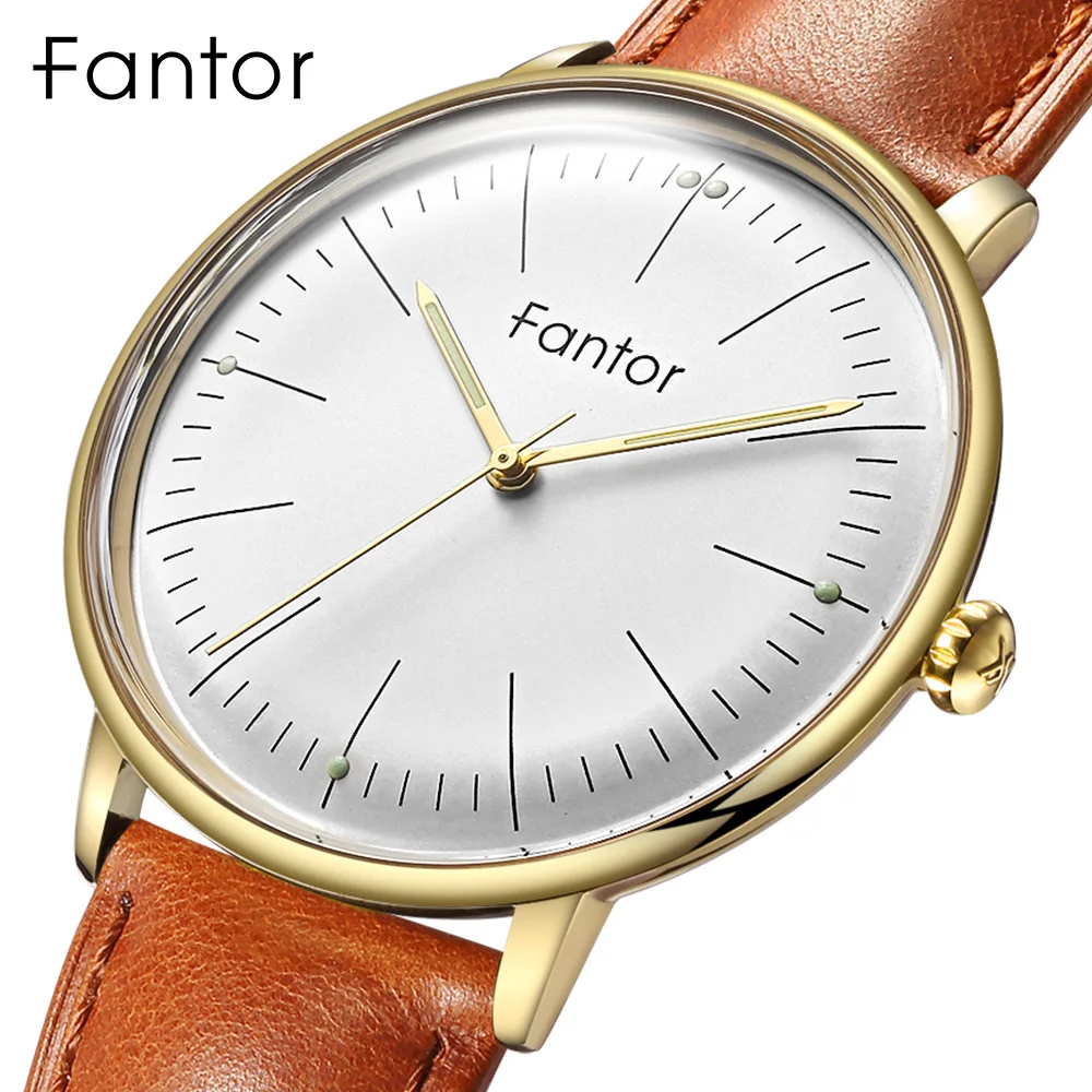 

Fantor Men's Top Brand Casual Minimalist Leather Watch Man Business Simple Curved Waterproof Luminous Hand Quartz Wristwatch