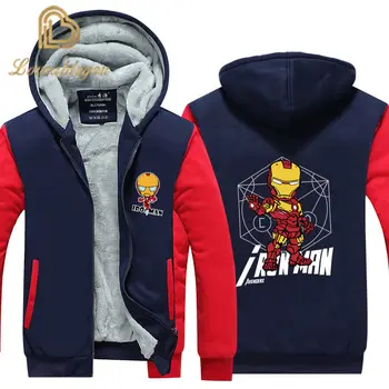 

Jacket Men Warm Fleece Zipper Coat Winter Thick Mens SportWear Tracksuit Male European Hoodie Iron Man Tony Cosplay Costume