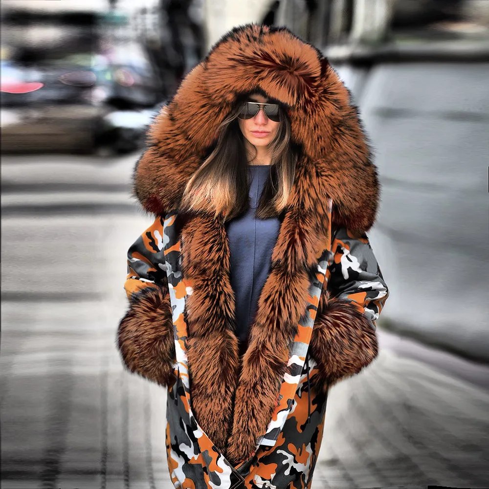 Abrigos mujer invierno хлопковая одежда зимняя женская теплая парка с капюшоном длинное пальто с меховым воротником женские куртки размера плюс