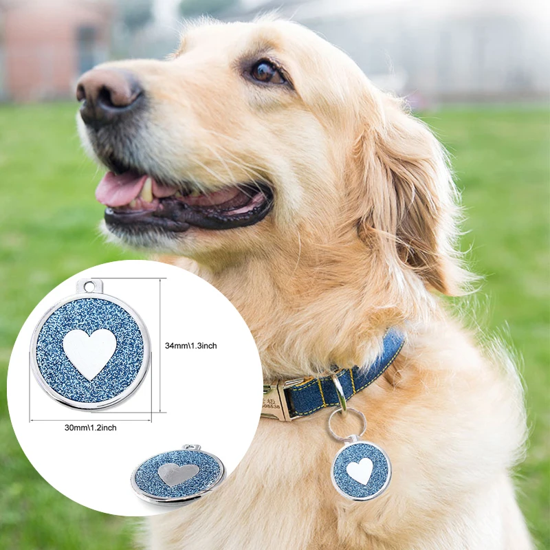 de identificación de con grabado personalizado, colgante de huellas de perro, patrón de corazón, etiqueta de identidad, suministros para mascotas, grabado gratis _ - AliExpress Mobile