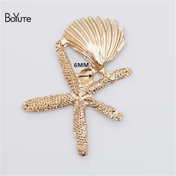 

BoYuTe Wholesale (10 Pieces/Lot) Metal Alloy 38*53MM Starfish Shell Materials Vintage Style Diy Hand Made Jewelry Accessories