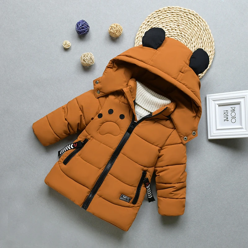 Winter Jackets for Boys Cartoon Bear Warm Coat Toddler Kids Clothes Children Snowsuit Outerwear& Coats Baby Boy Hooded Parka 5