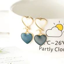 Metal melting love shape earrings fashion women wear wind drops glaze heart-shaped earrings accessories