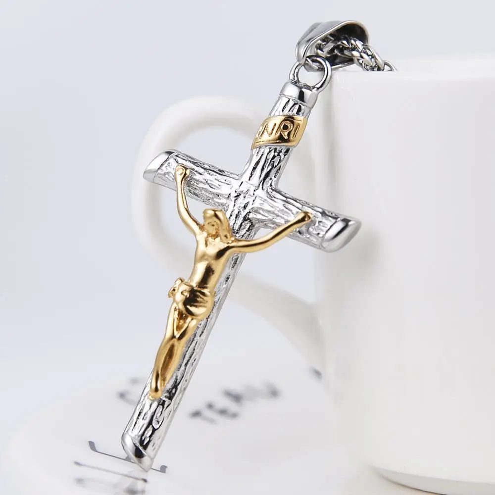 HZMAN Men Women Crucifix Cross Pendant 