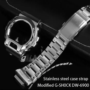 

High quality 316L stainless steel watchband andf rame for GSHOCK DW-6900 series watch strap with case metal accessories
