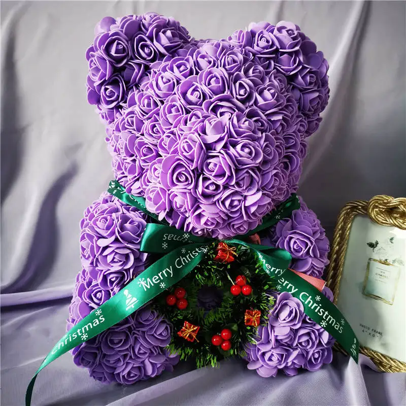 Merry Christmas 40 см Роза Teddi медведь для женщин и девушек Подарок подруге орнаменты из искусственных цветов вечерние розы украшения