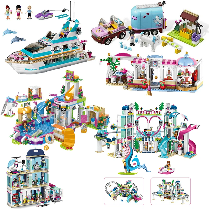 Comprar Nuevo 01068 Legoinglys Friends Heartlake City complejo 41347 el mejor juego de bloques de construcción de Hotel para niños divertidos juguetes Set para niñas Navidad
