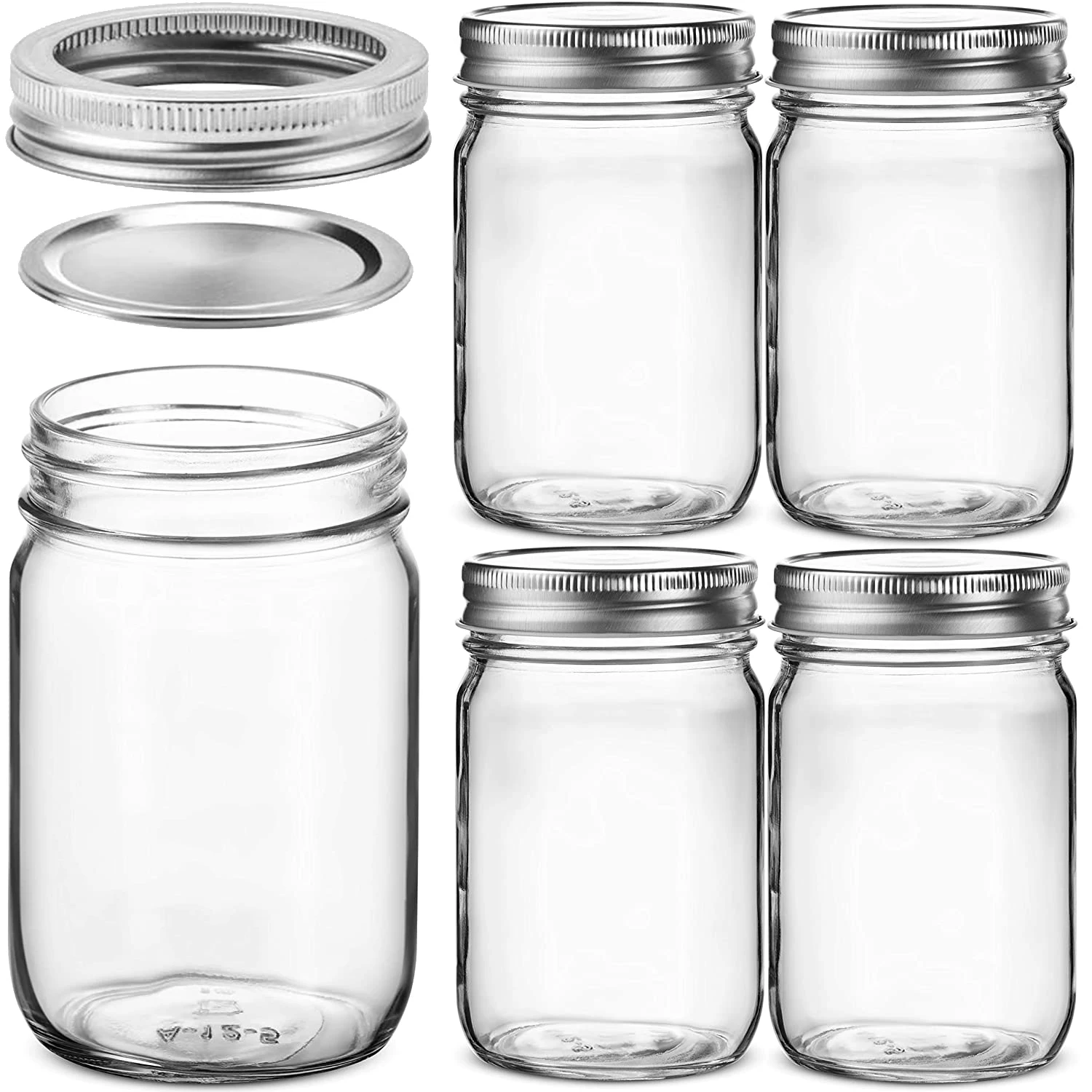 450ml Glass Mason Drinking Jars With Checked Lids And Striped