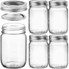 4pcs 450ml Glass Regular Mouth Mason Jars for Meal Prep, Food Storage,Canning, Drinking, Jelly, Dry Food, Spices, Salads, Yogurt 1