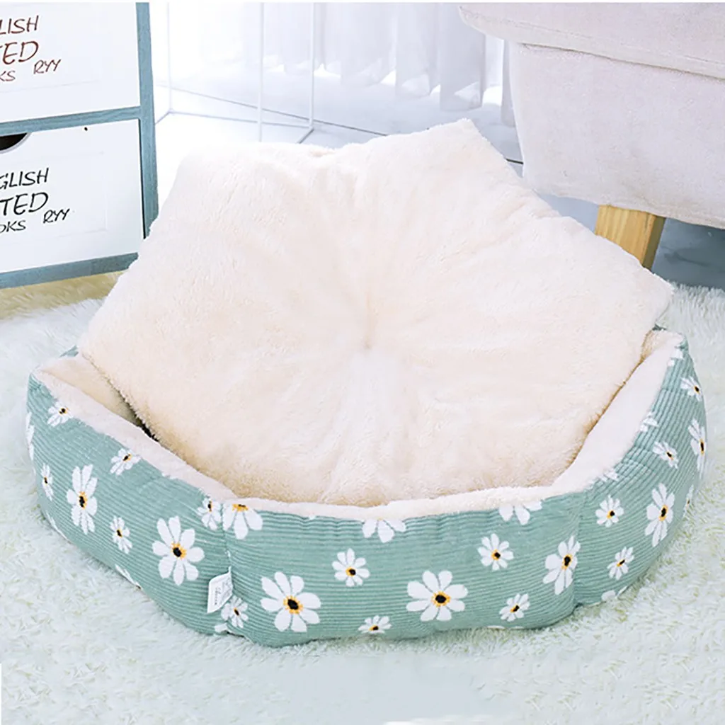 Плюшевая кровать для кошки, зимняя мягкая удобная круглая кровать для собаки, домик для щенка, кошки, маленькая собака, гнездо, коврик, портативный питомник, товары для кошек, Прямая поставка