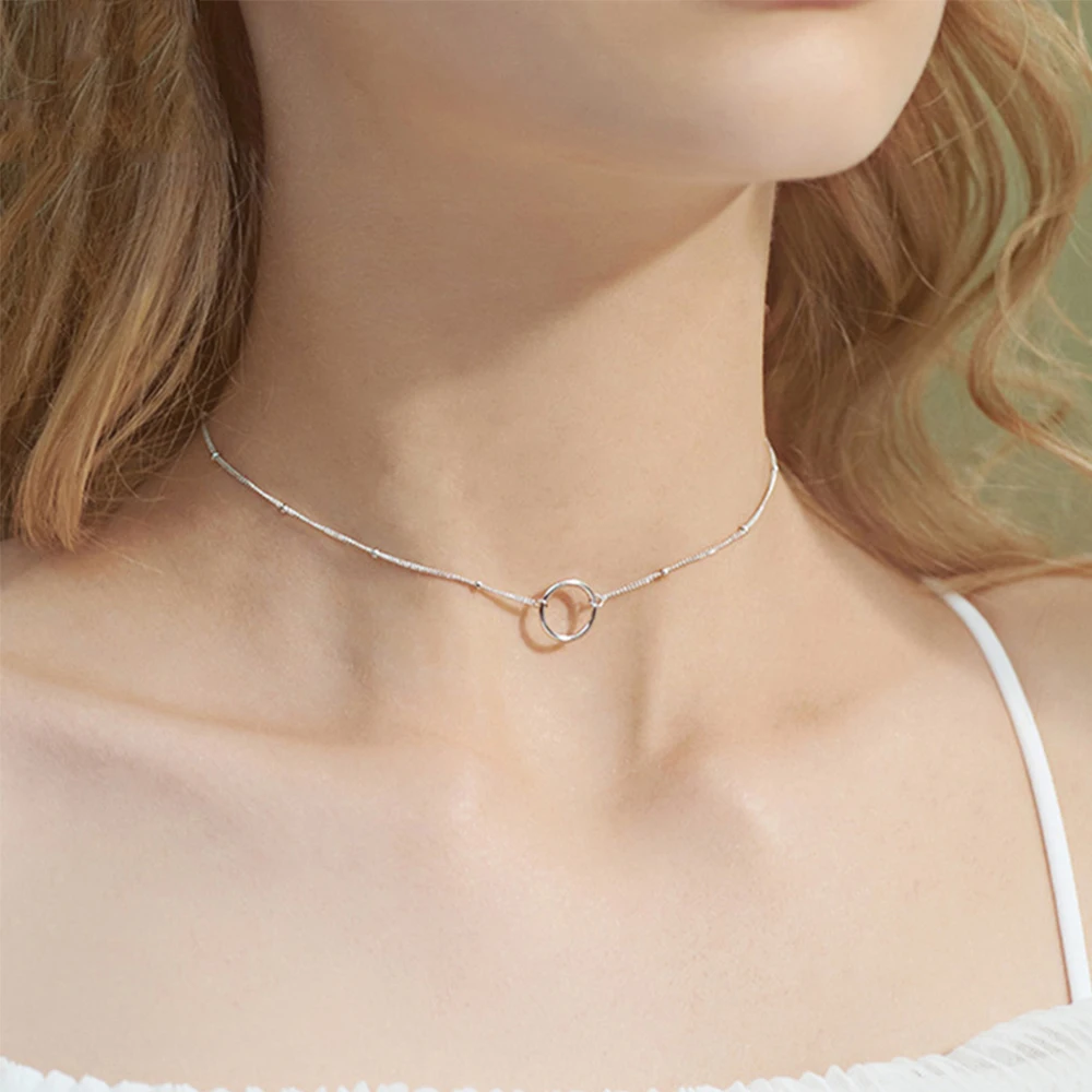 Женское Простое Элегантное ожерелье с геометрическим кругом цепочка до ключиц