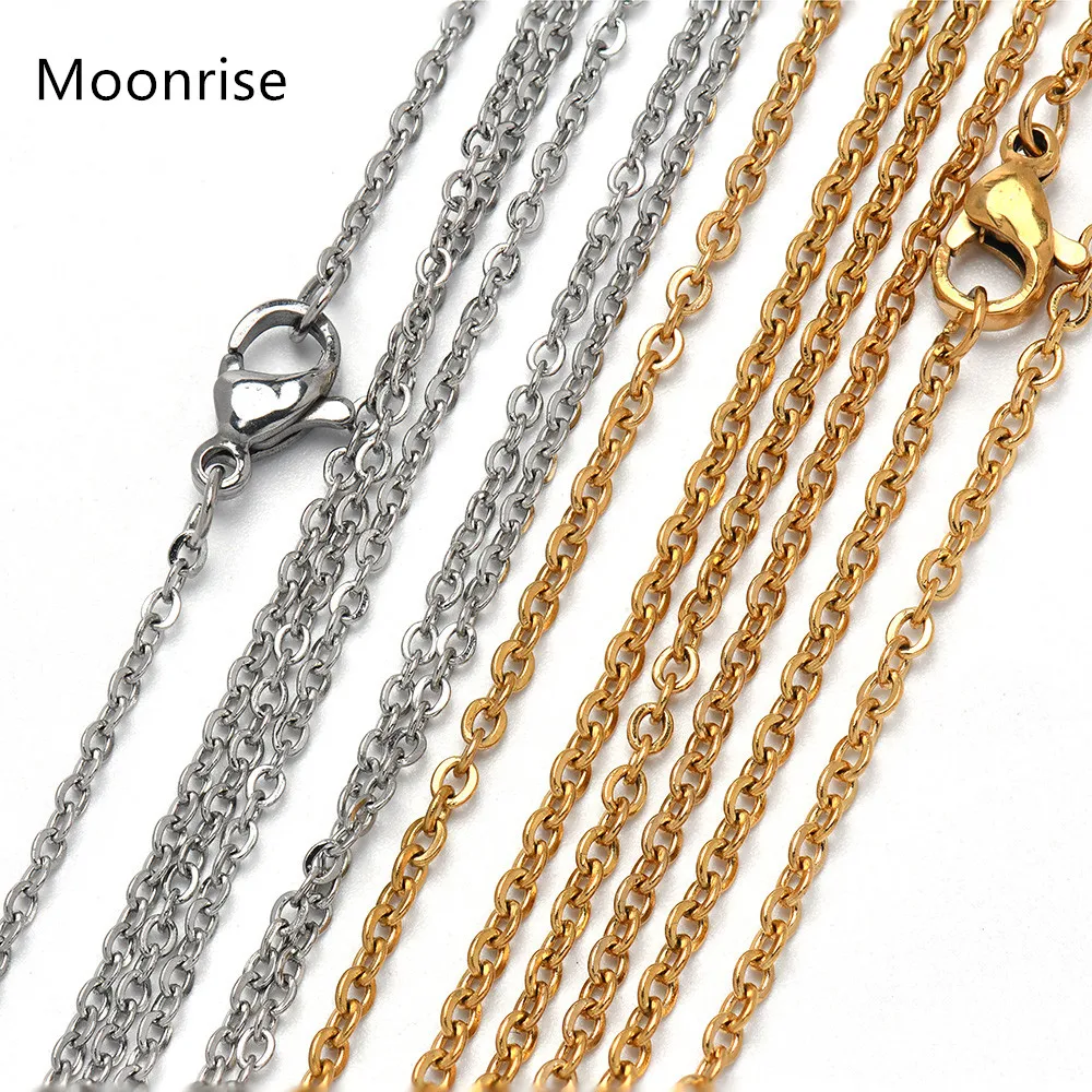5 Teile/los Edelstahl Kette Halskette Kabel Kette Halskette mit Karabinerverschluss für Frauen DIY Schmuck Machen
