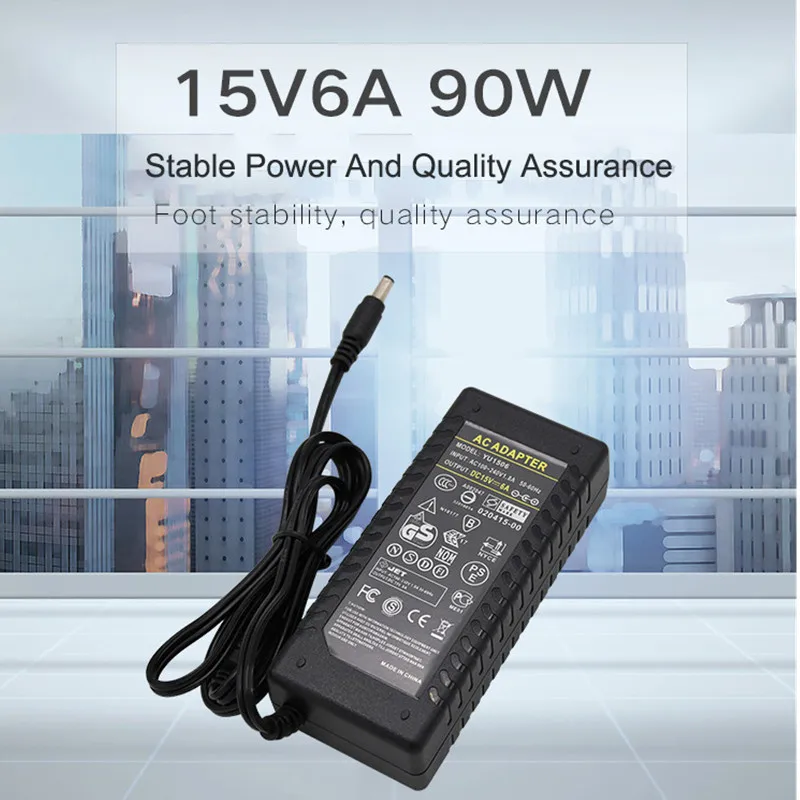 15v 6a 90w AC100-240V adaptador de energia