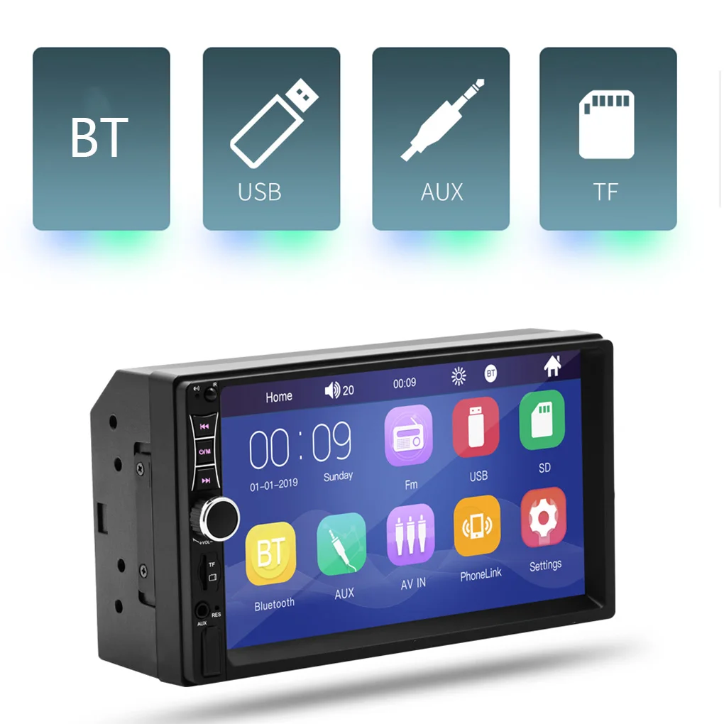 HD 2DIN 7 дюймов Автомобильный стерео радио FM/USB BT MP5 плеер телефон ссылку+ Поддержка сабвуфер+ Камера