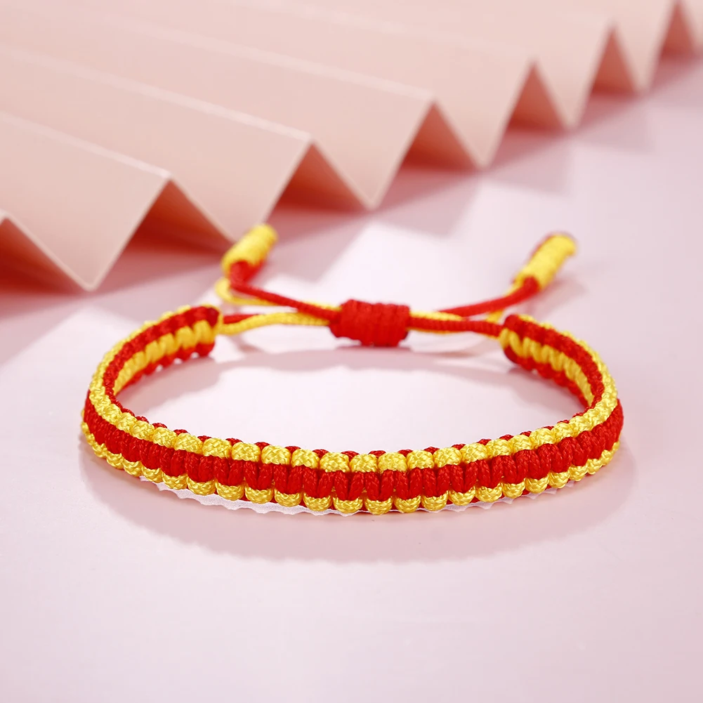 Bracciale Portafortuna Rosso Donna Con Nodo Mandala Intrecciato – Regolabile, Tibetano, Fibra Di Poliestere, Regalo Benessere - 3