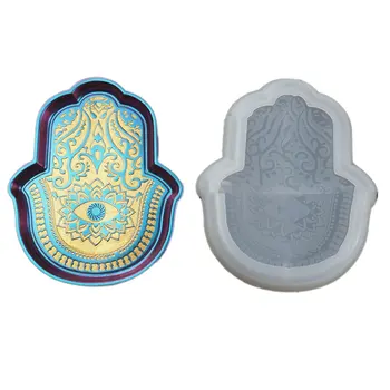 

Beautiful DIY Resin Silicone Hand Of Fatima God's Eye Shape Mirror Crystal Epoxy Mold Mirror DIY Making Tool