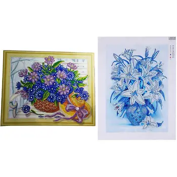 

Diamond Painting Special Shaped Diy 5D Partial Drill Flower Blue & Embroidery Flower Basket Special Shaped Diamond