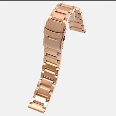 Rose gold FUYIJIA, новинка, 18 мм~ 24 мм, ремешок для часов, трапециевидный, твердый, нержавеющая сталь, ремешок для мужчин и женщин, Ремешки для наручных часов, двойная Пряжка, четыре цвета, ремень - Цвет ремешка: Rose gold