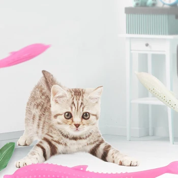 

Cat Toothbrush Toys Fish Shape Catnip Flavor Silicone Molar Stick Teeth Cleaner Silicone Molar Teeth Stick Fish Cleaning Toy