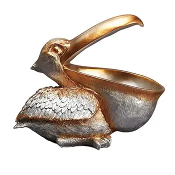 

1pc Delicate Resin Desktop Storage Organizer Pelican Shaped Ornament Sundries Organizer Box For Office Home(Random Color)