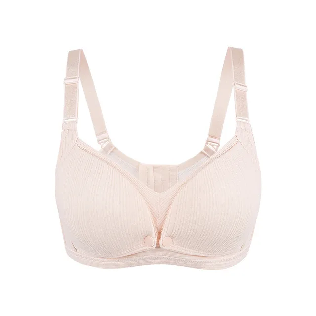 Front Button Cotton Breastfeeding Underwear Breathable Pregnancy Bra  without Steel Ring (Color:Skin Color Size:38/85BC), snatcher